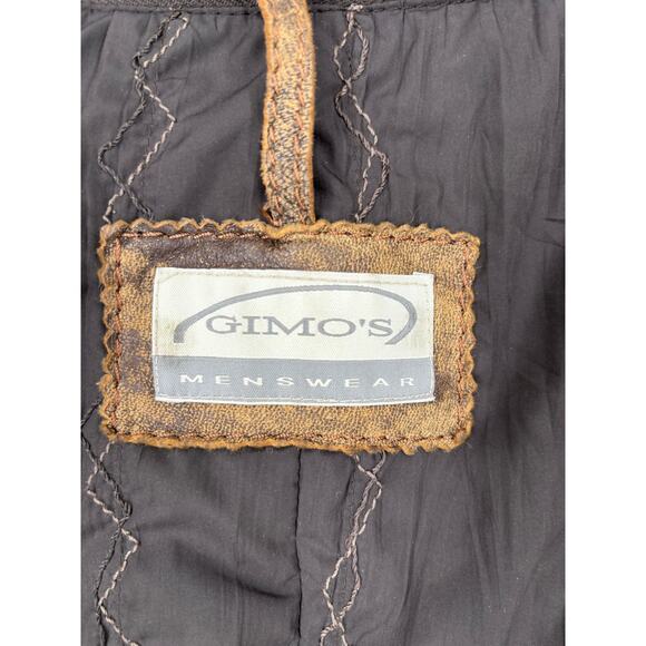 Gimo's Leather Italy Coat Size 44 Rustic Burnished Luxury Mens - Picture 10 of 16
